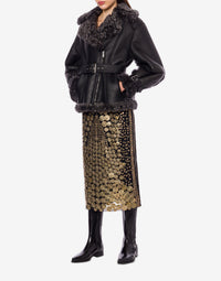 Tulle midi skirt with medal embroidery - Black