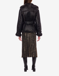 Tulle midi skirt with medal embroidery - Black