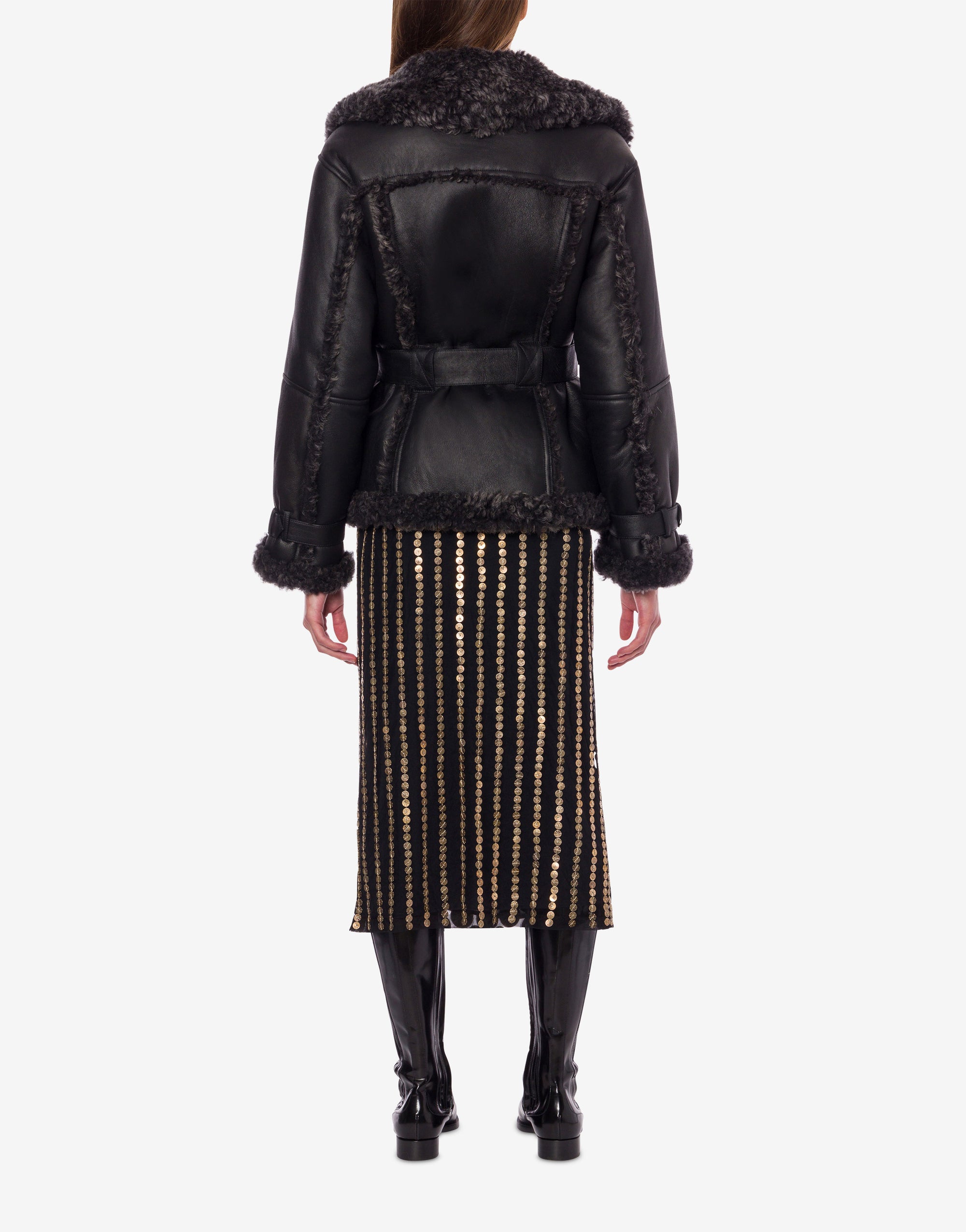 Tulle midi skirt with medal embroidery - Black