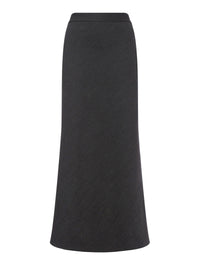 Long skirt in stretch wool twill - Dark Grey
