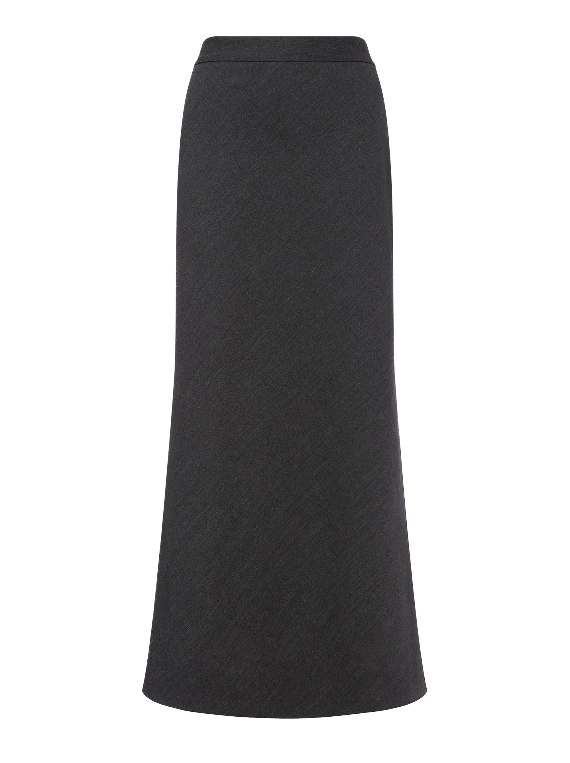 Long skirt in stretch wool twill - Dark Grey