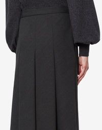 Long skirt in stretch wool twill - Dark Grey