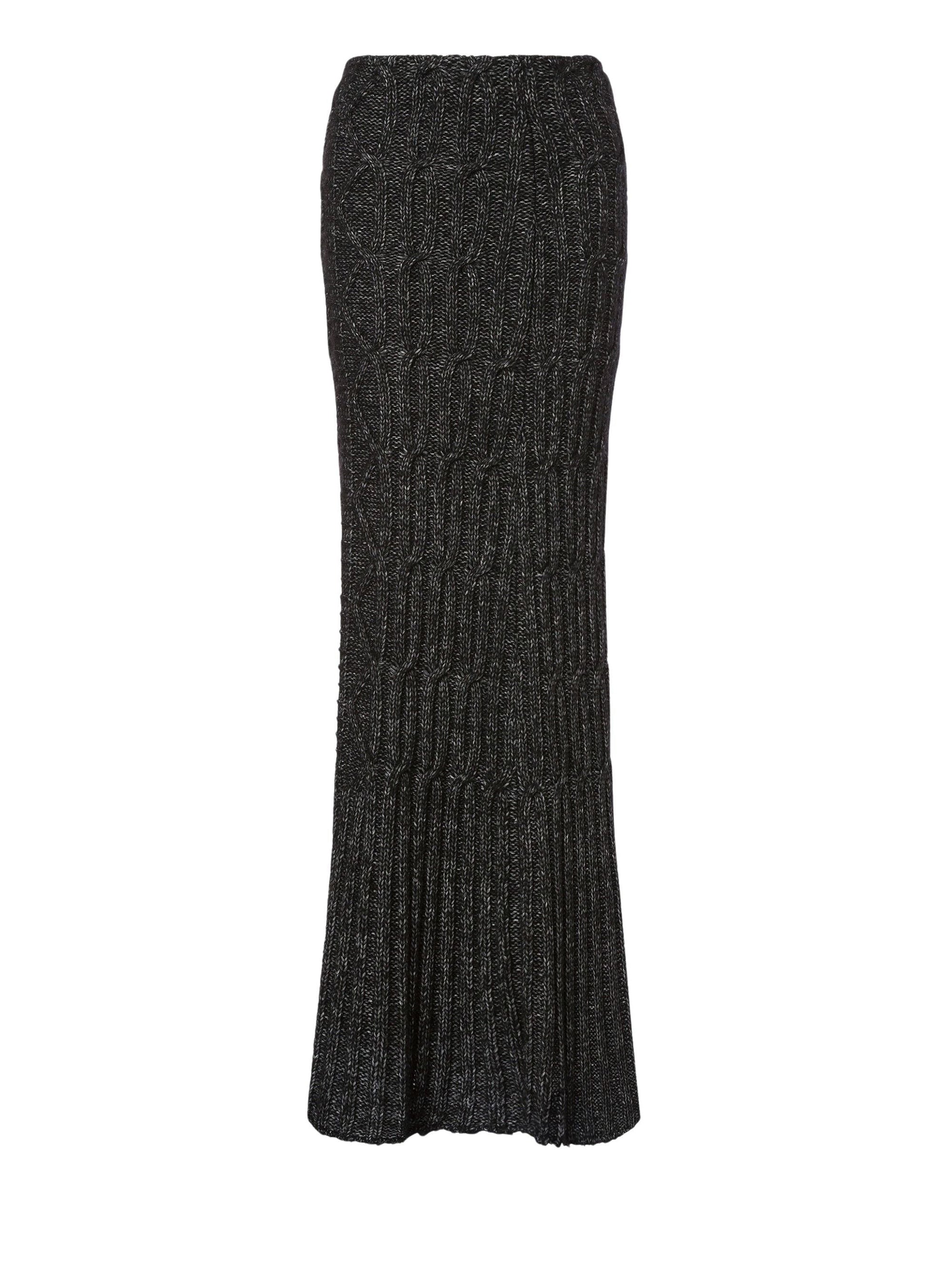 Jupe longue en ruban de laine et coton - Dark Grey