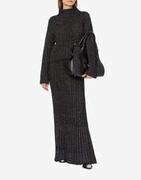 Jupe longue en ruban de laine et coton - Dark Grey