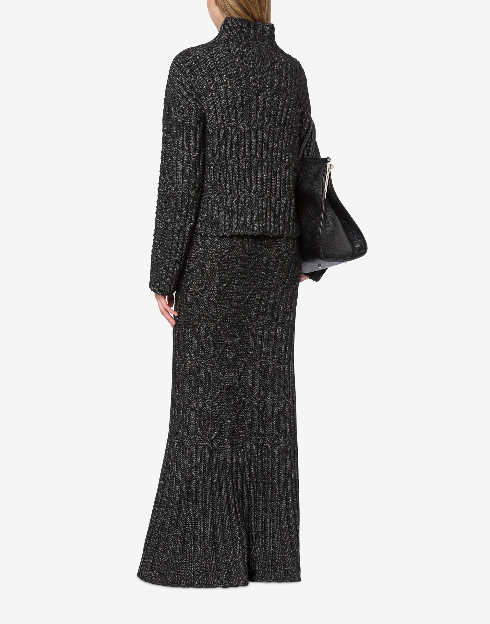 Jupe longue en ruban de laine et coton - Dark Grey