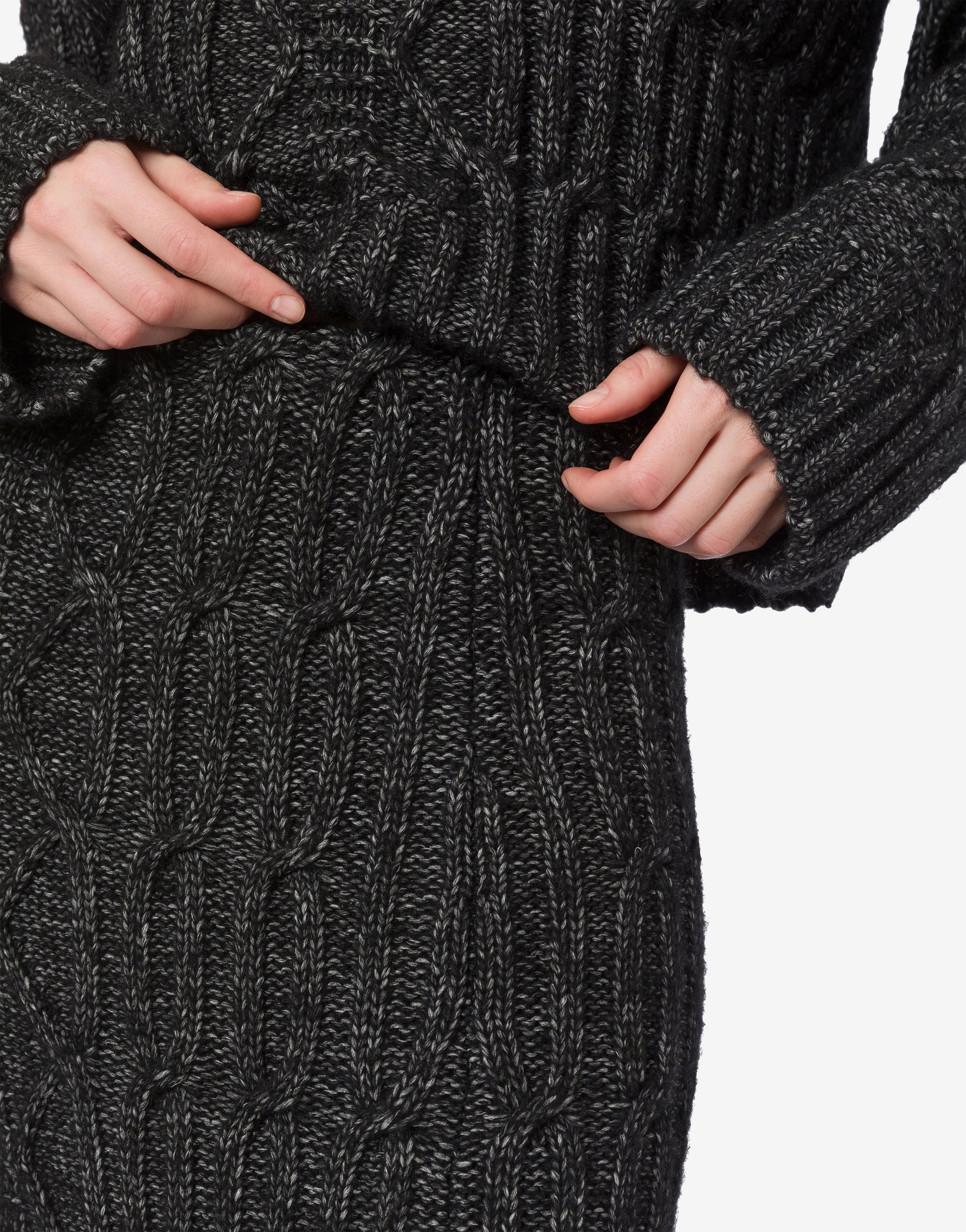 Jupe longue en ruban de laine et coton - Dark Grey