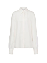 Chemise en sergé de soie à boutons bijou - Ivory