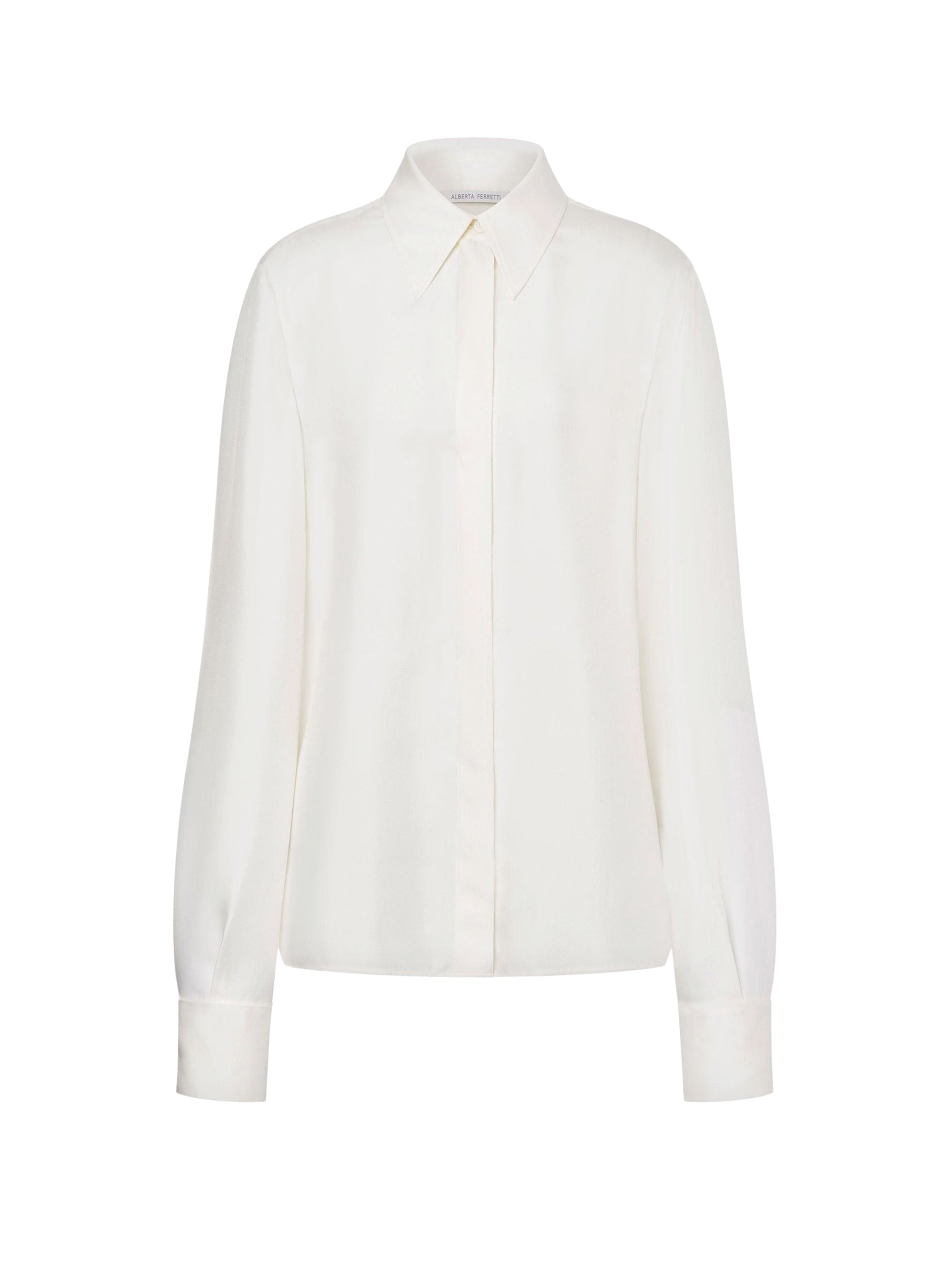 Chemise en sergé de soie à boutons bijou - Ivory
