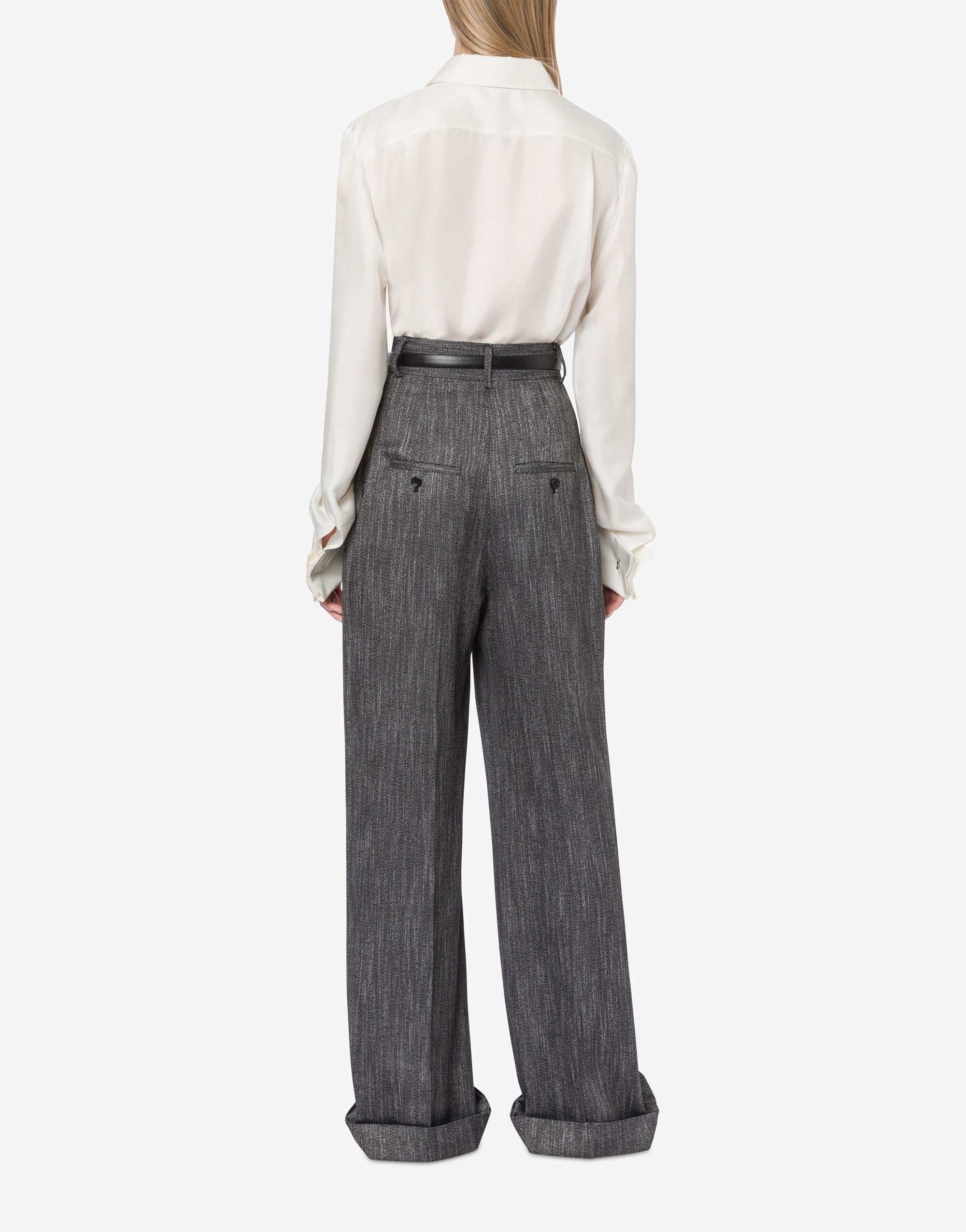 Chemise en sergé de soie à boutons bijou - Ivory