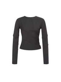 Blouse effet drapé en laine - Dark Grey