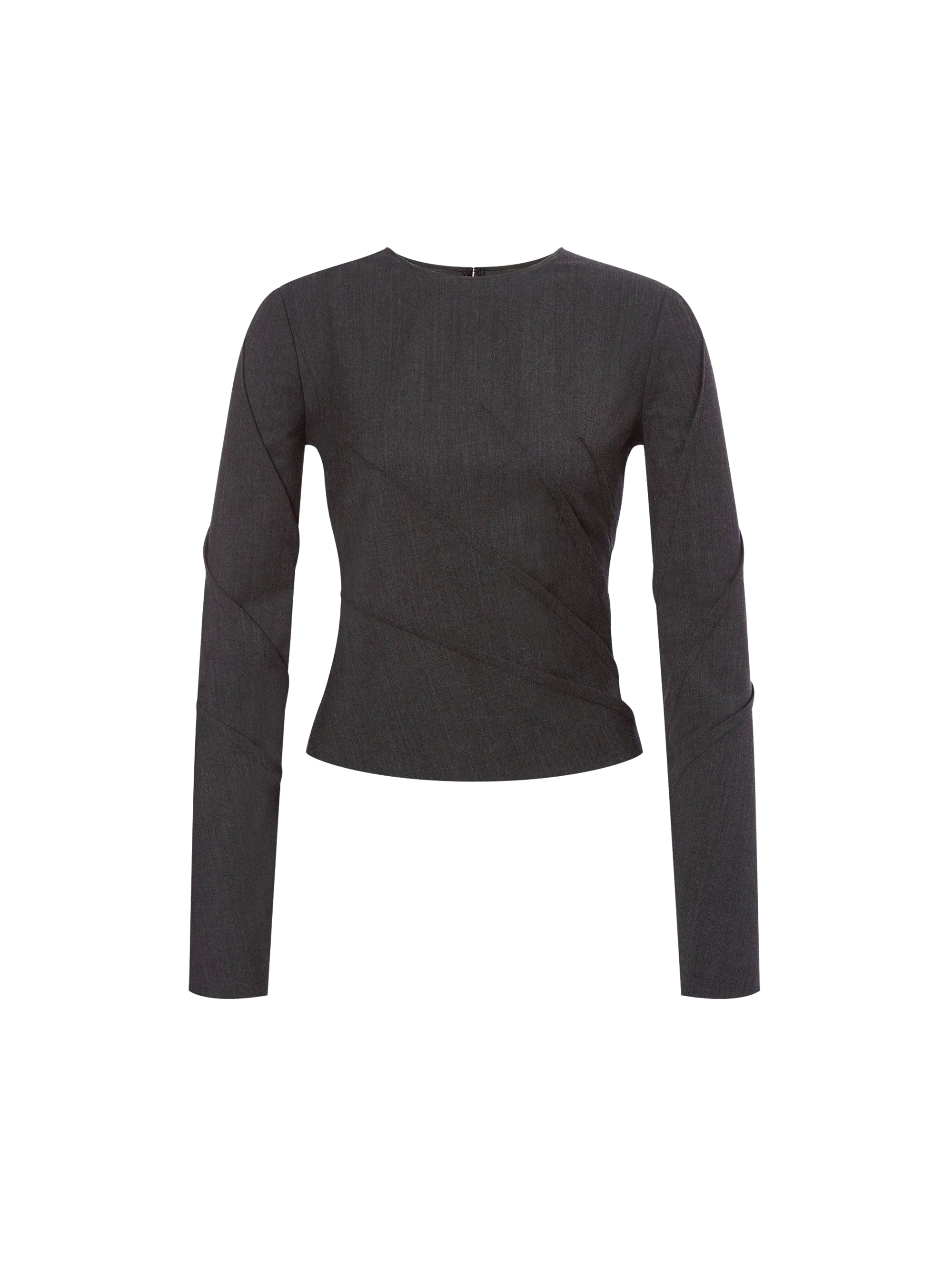Blouse effet drapé en laine - Dark Grey
