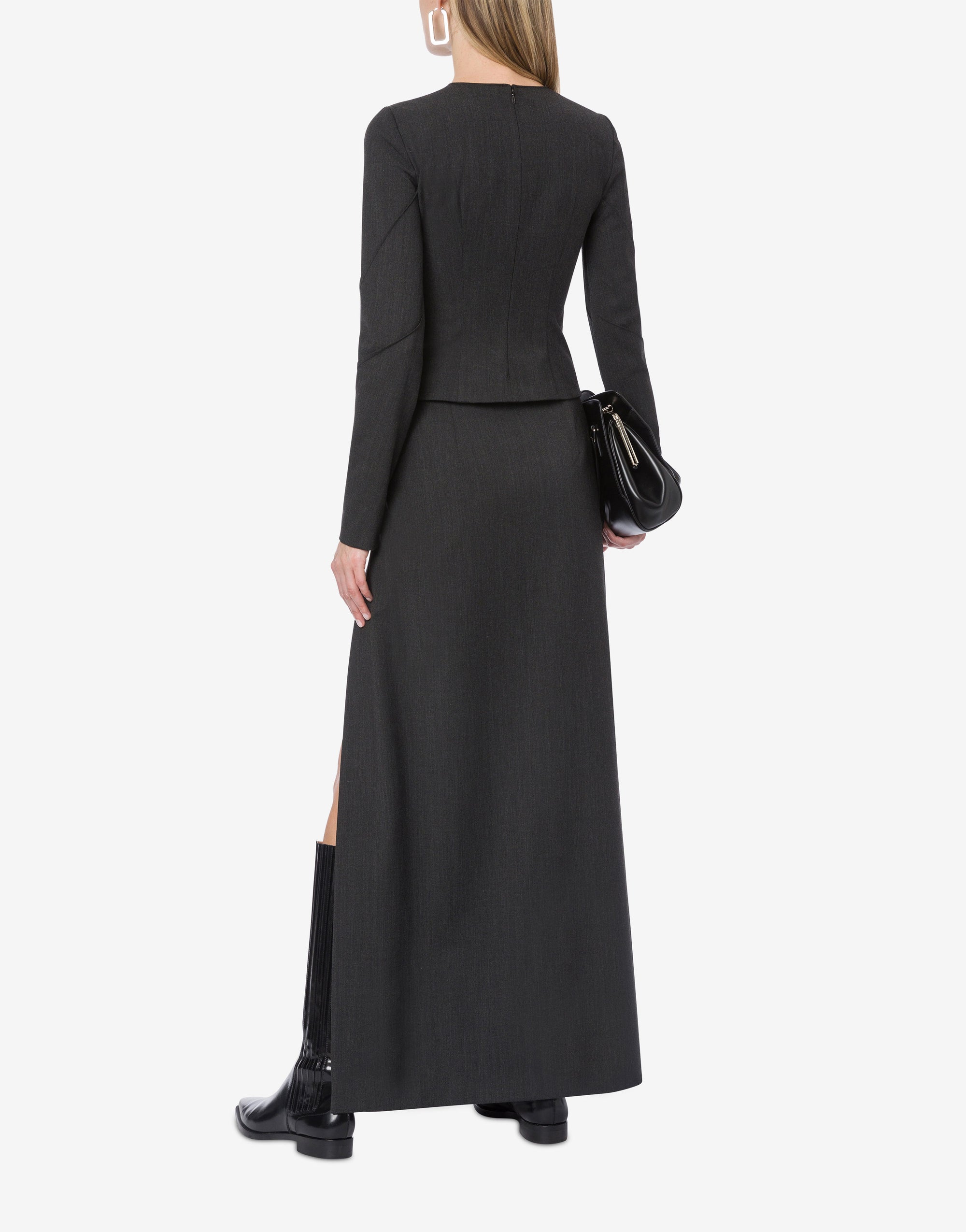 Blouse effet drapé en laine - Dark Grey