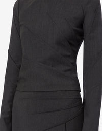 Blouse effet drapé en laine - Dark Grey