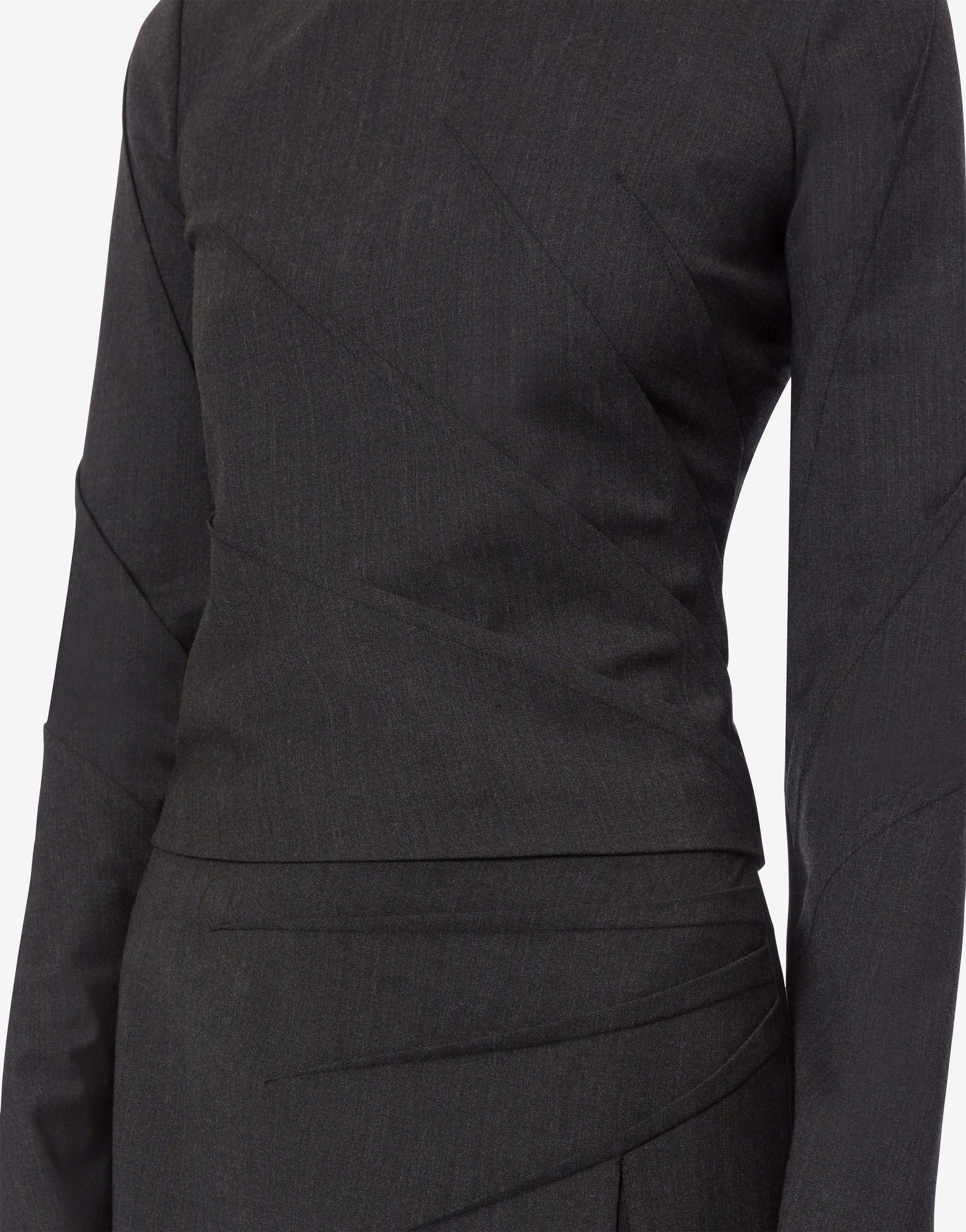 Blouse effet drapé en laine - Dark Grey