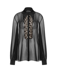 Chemise en mousseline de soie avec paillettes et perles - Black