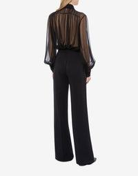 Chemise en mousseline de soie avec paillettes et perles - Black
