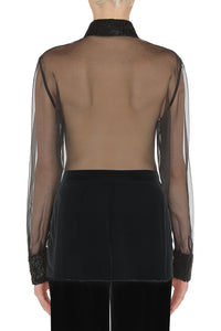 Chemise brodée en soie - Black