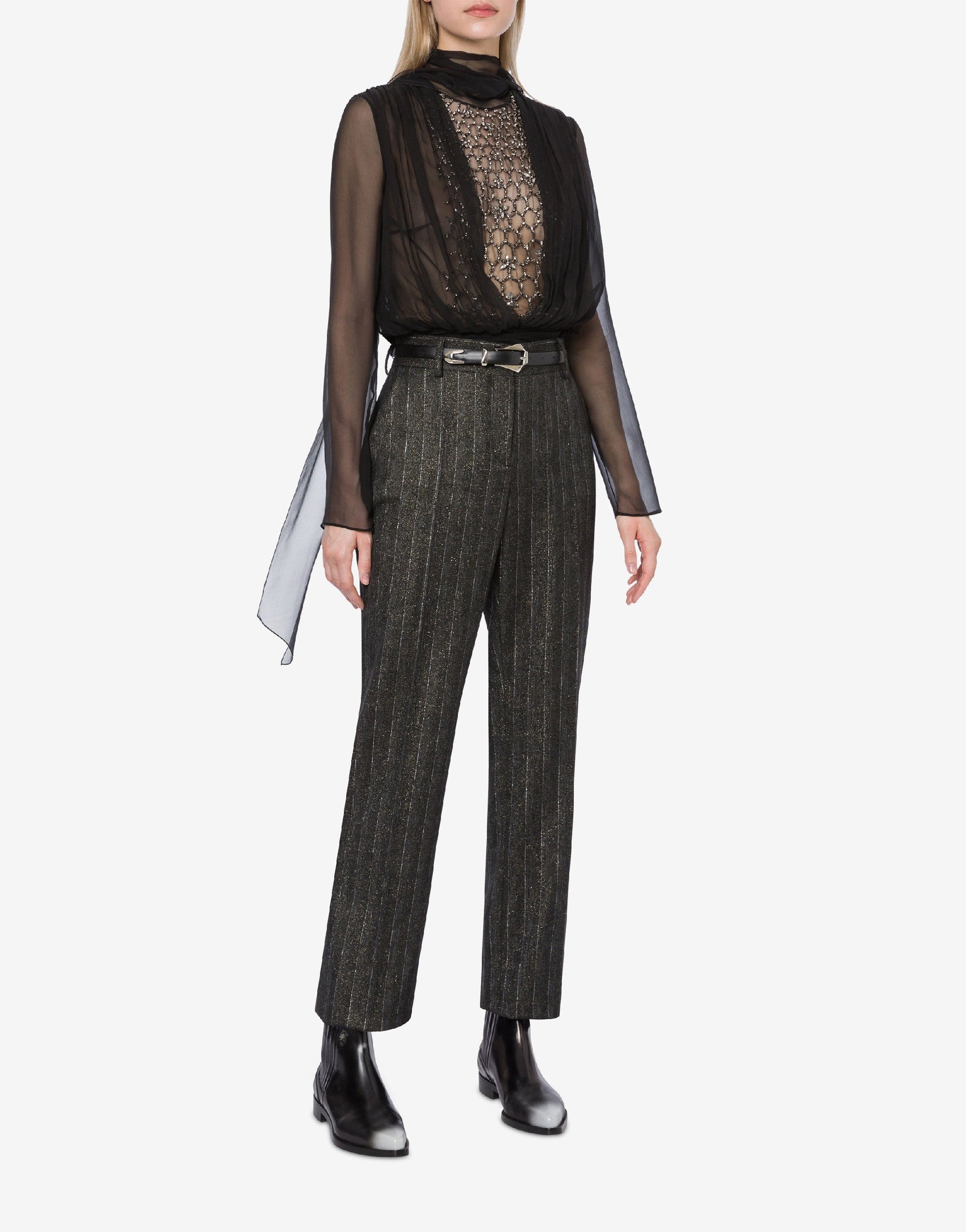 Pantalon taille basse à rayures - Dark Grey