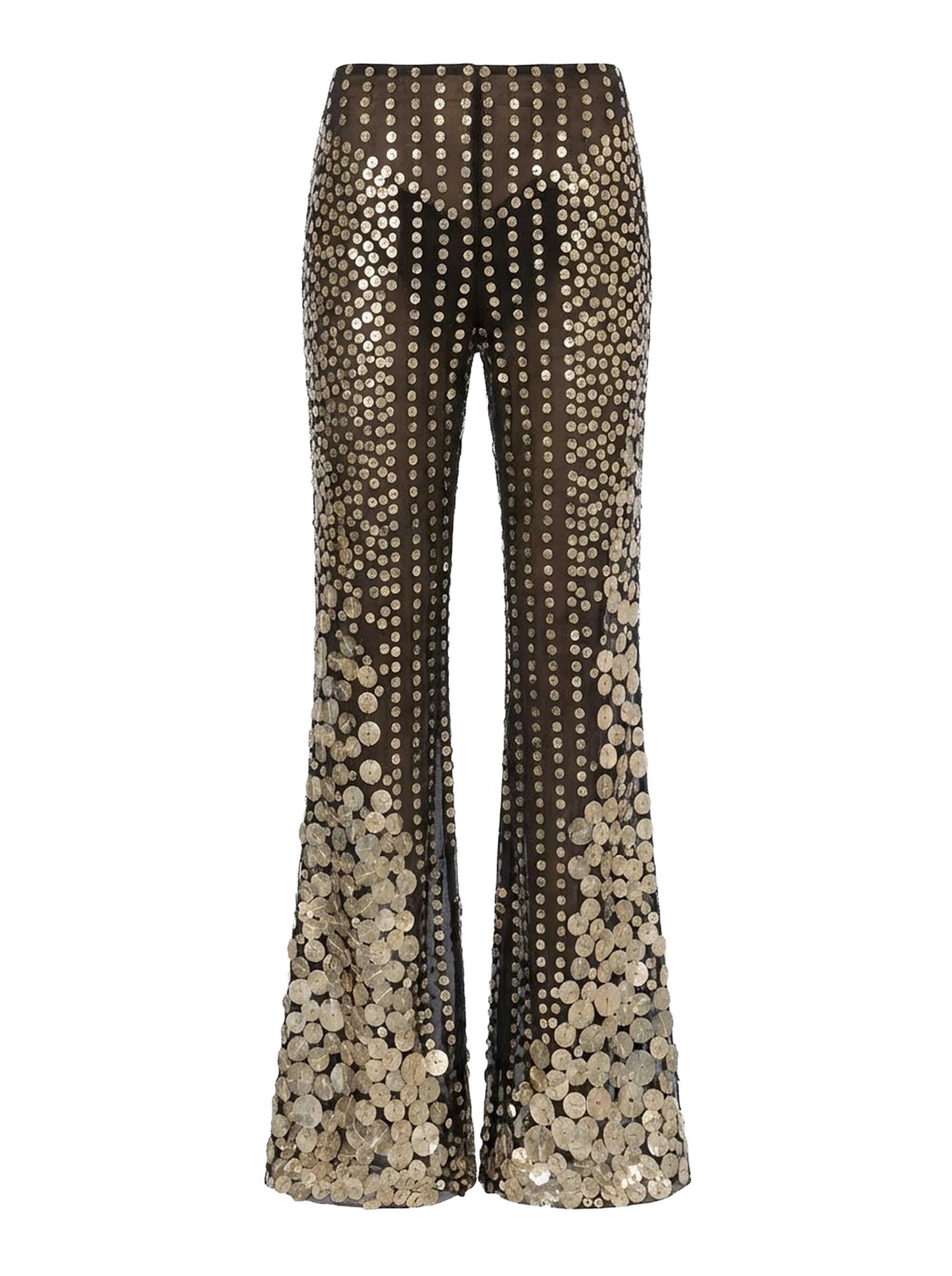 Pantalon flare avec broderie médailles - Black