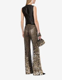 Pantalon flare avec broderie médailles - Black