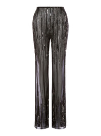 Pantalon avec flasque perlée et paillettes dégradées - Black
