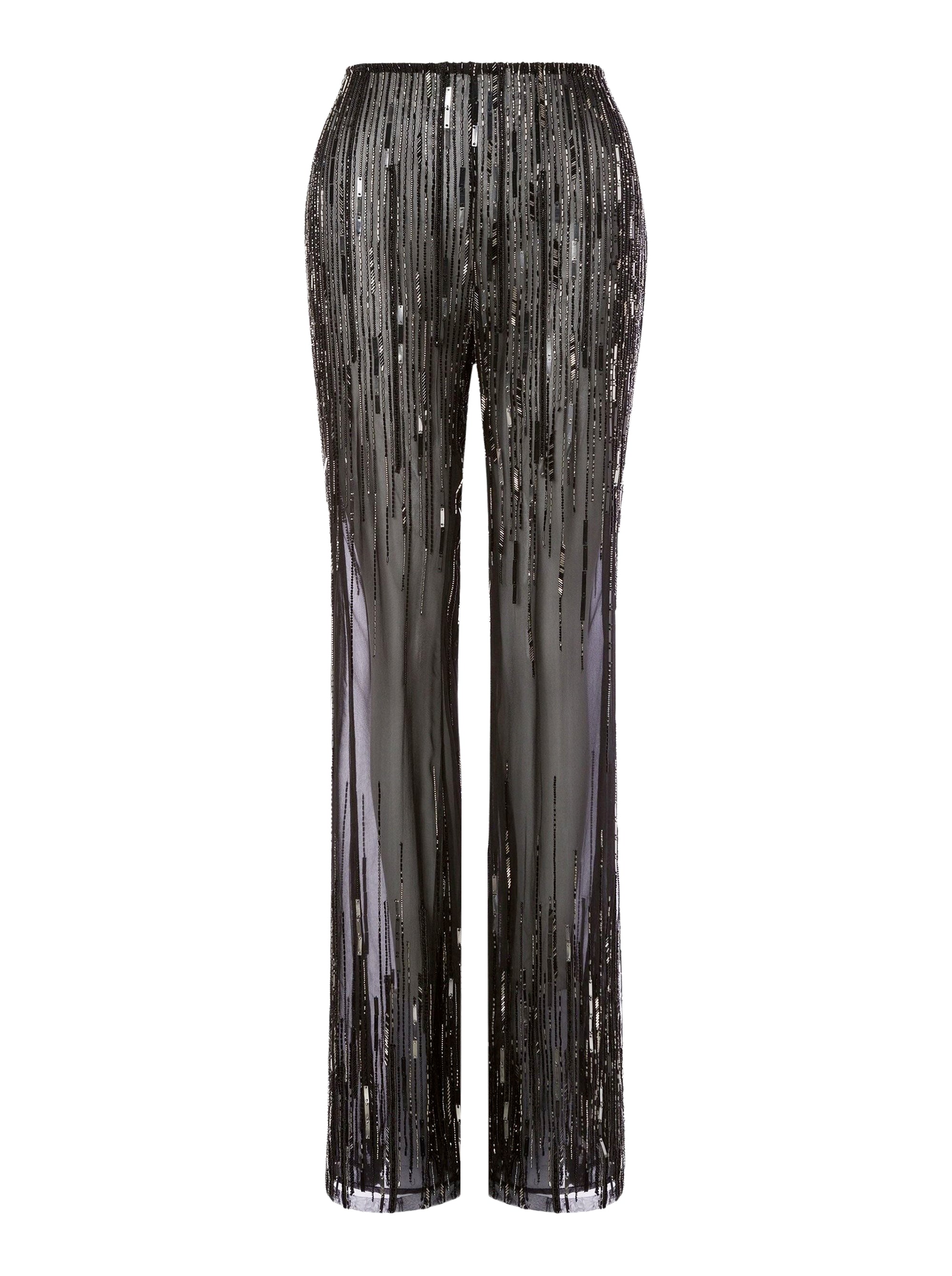 Pantalon avec flasque perlée et paillettes dégradées - Black