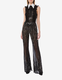 Pantalon avec flasque perlée et paillettes dégradées - Black