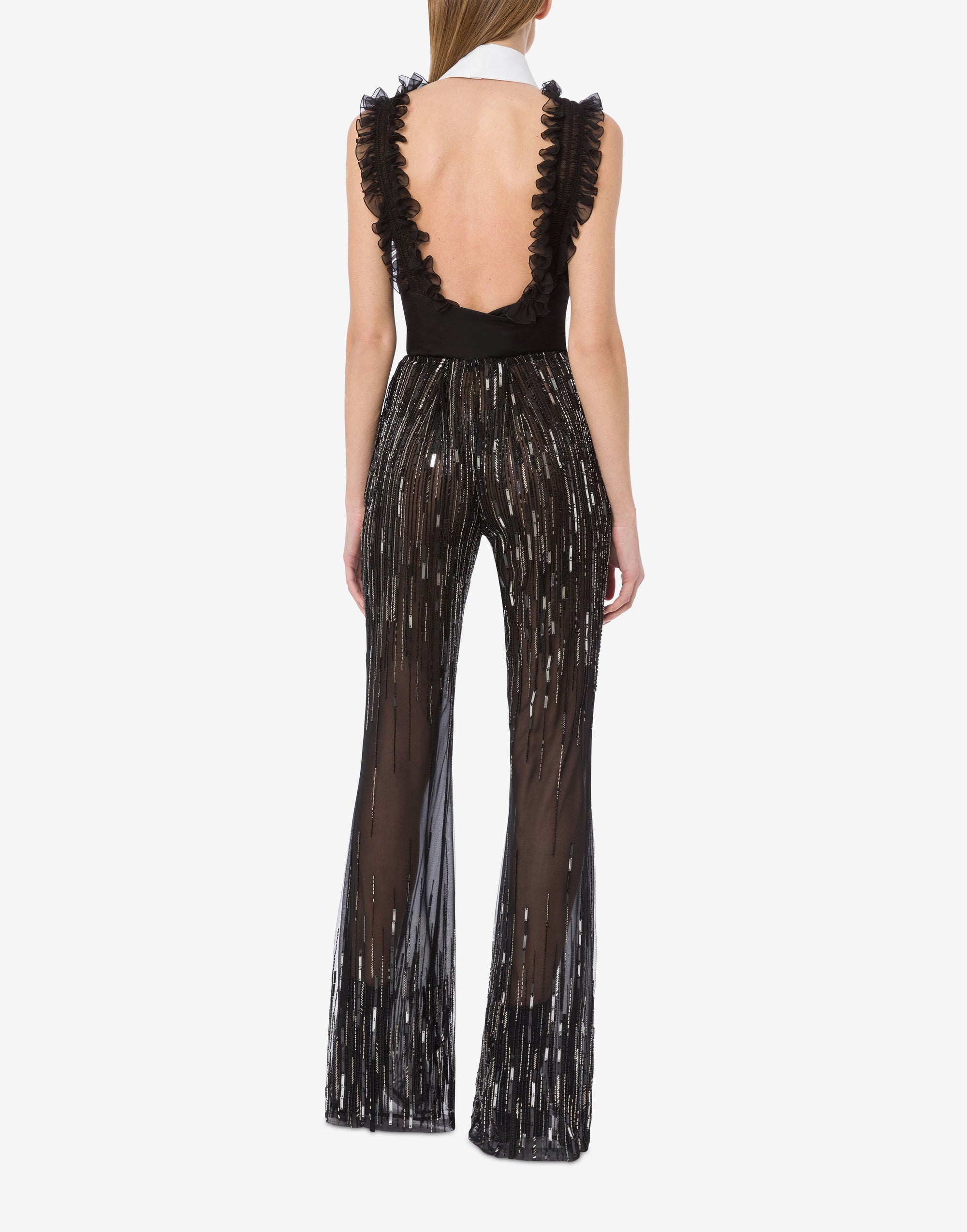 Pantalon avec flasque perlée et paillettes dégradées - Black