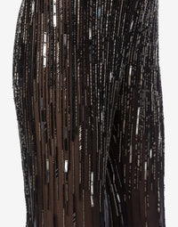 Pantalon avec flasque perlée et paillettes dégradées - Black