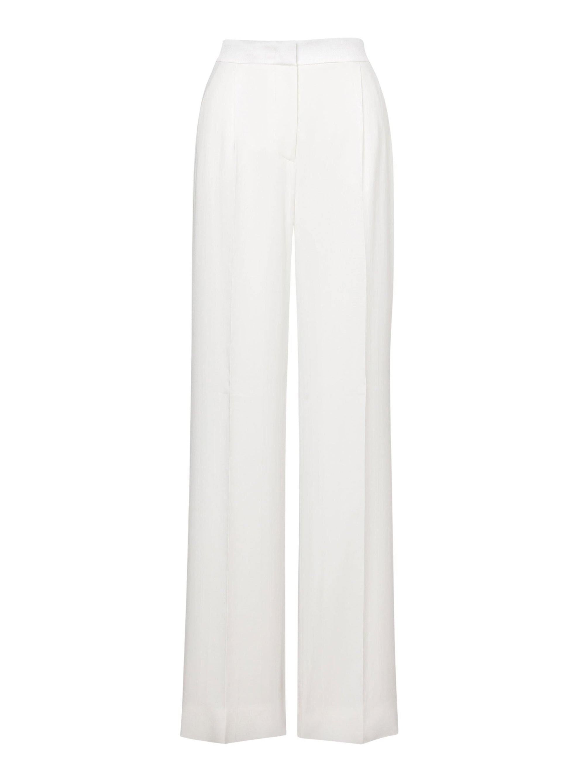 Pantalon large avec détails en satin - Ivory