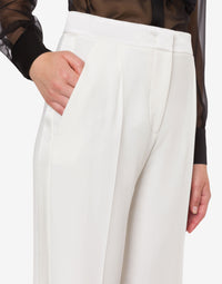 Pantalon large avec détails en satin - Ivory