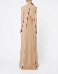 Robe longue en cady stretch - Beige