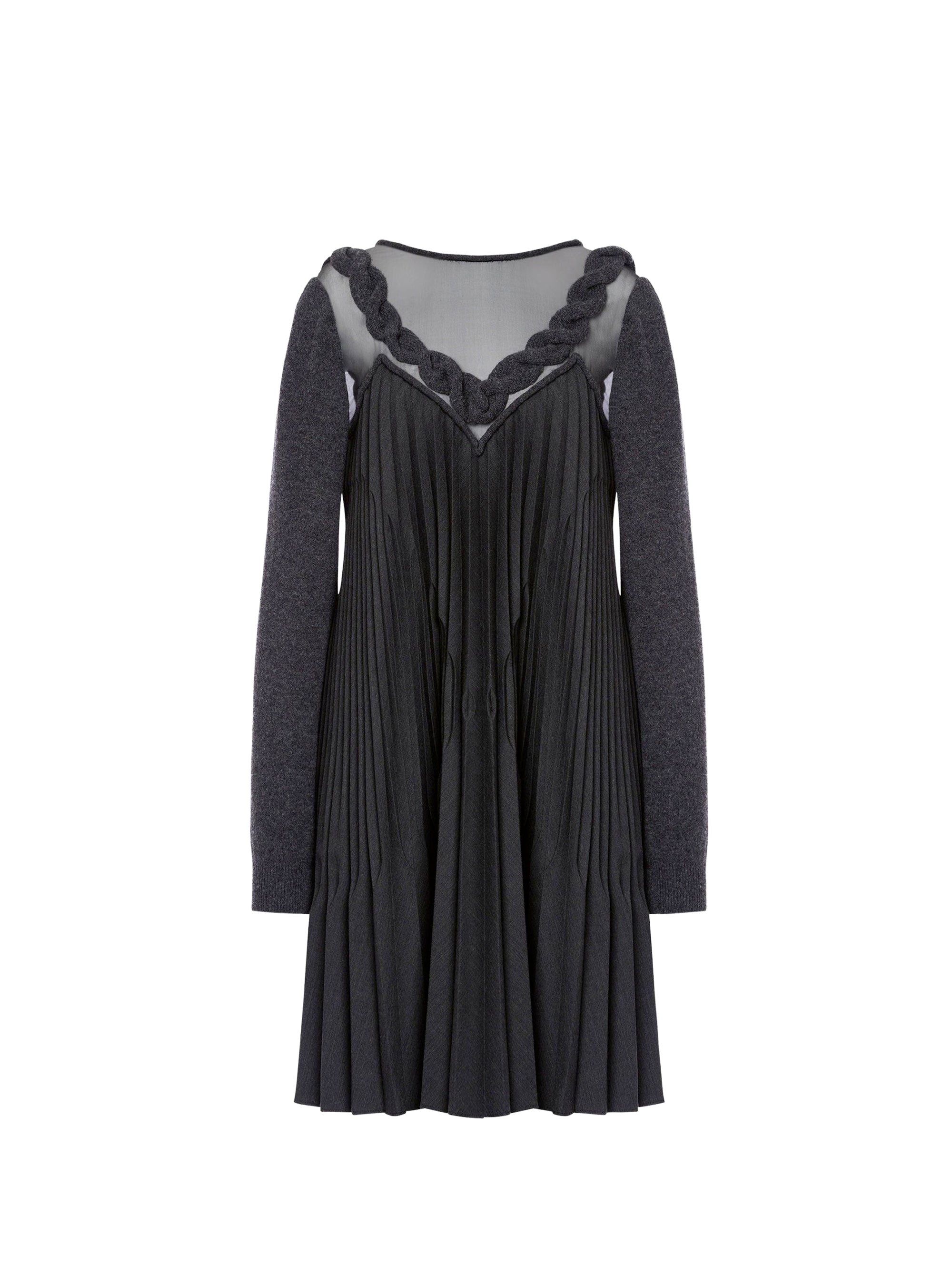 Robe courte à détails en laine - Dark Grey