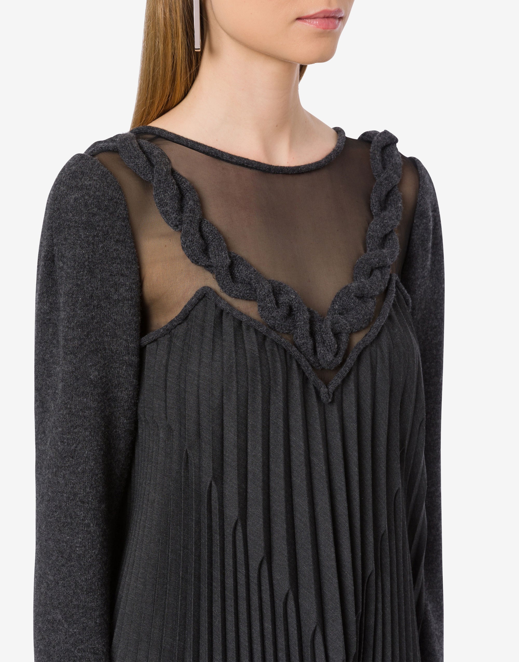 Robe courte à détails en laine - Dark Grey