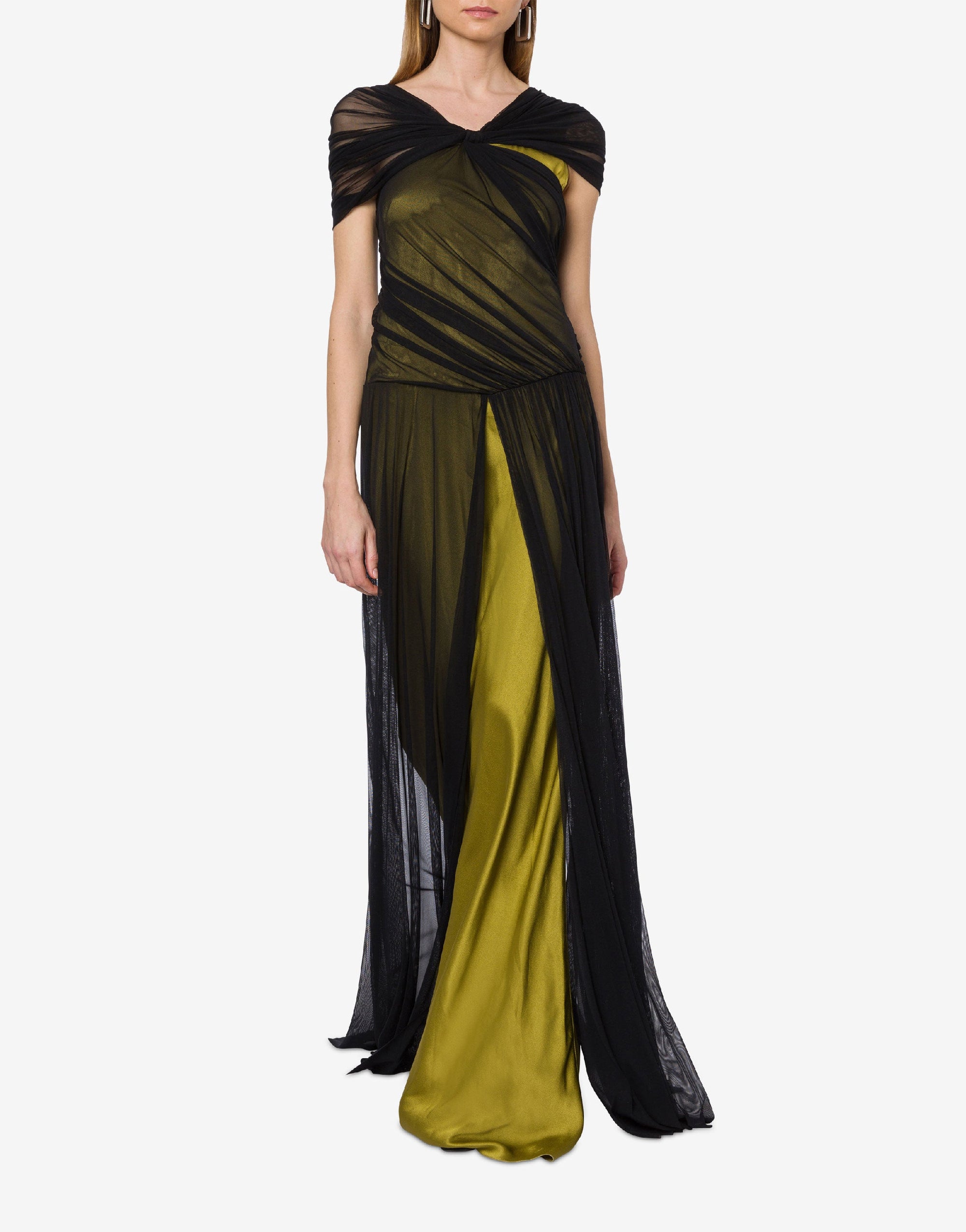 Robe longue en soie mélangée - Green