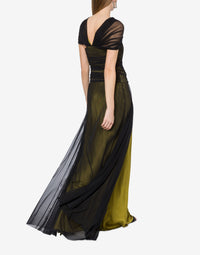 Robe longue en soie mélangée - Green