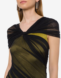 Robe longue en soie mélangée - Green