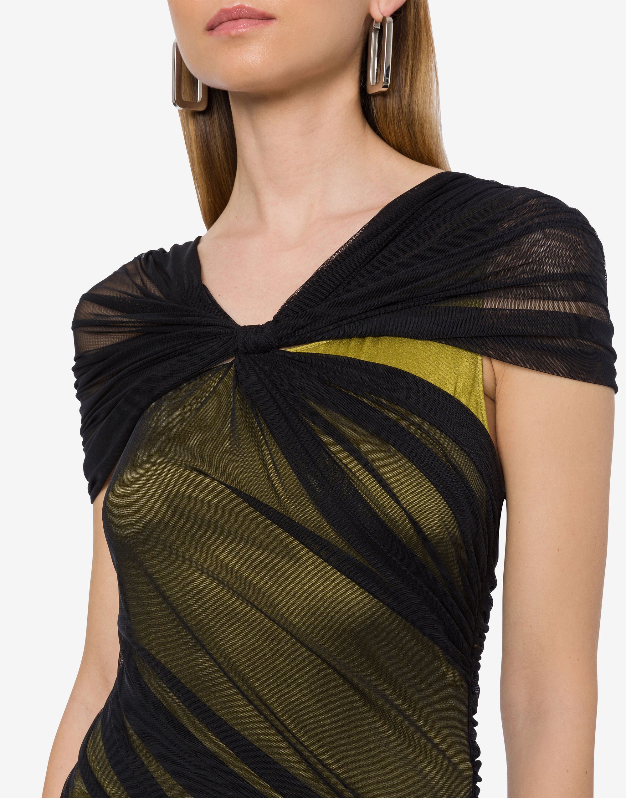 Robe longue en soie mélangée - Green