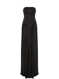 Robe bustier longue en soie mélangée - Black