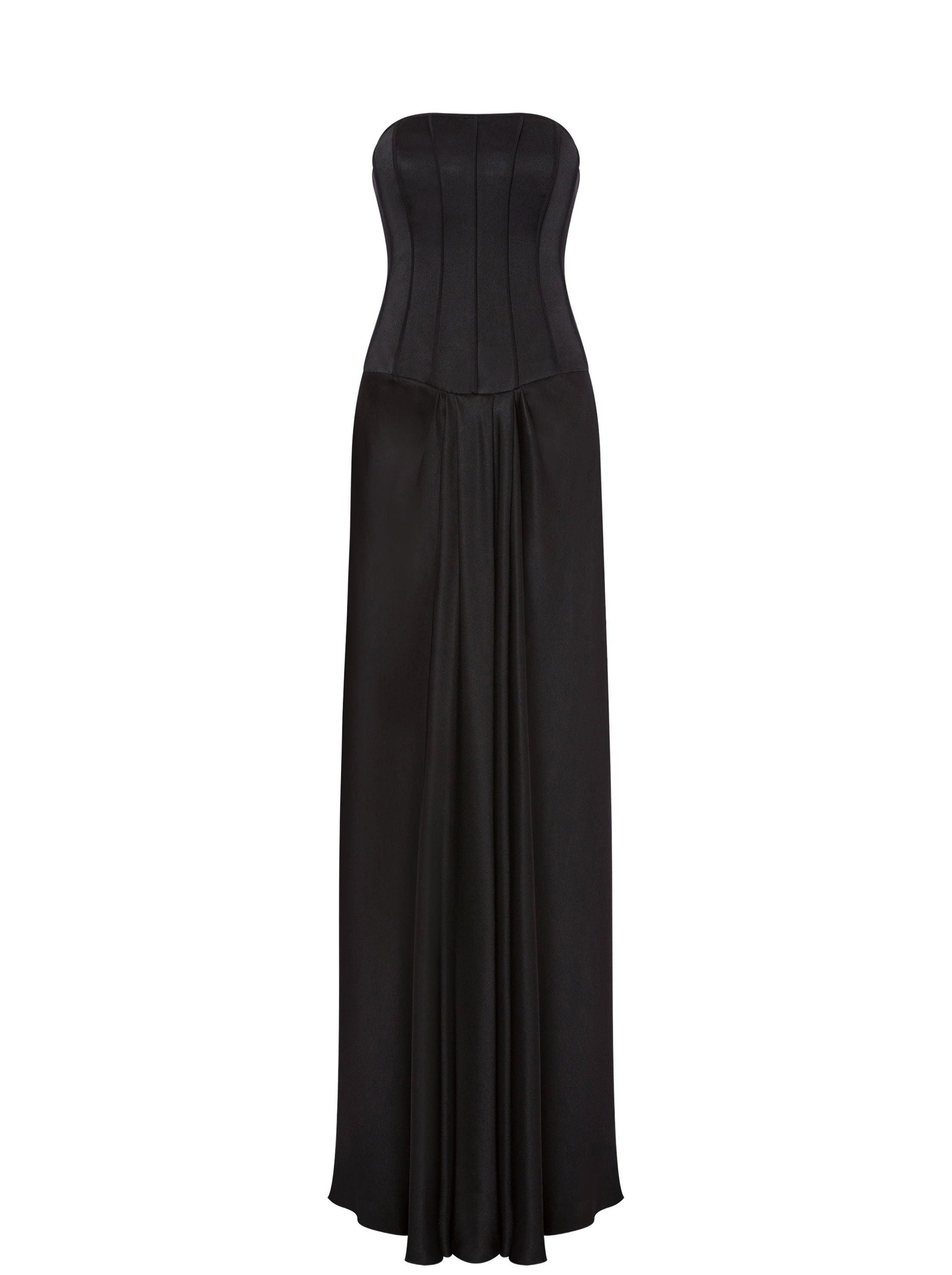 Robe bustier longue en soie mélangée - Black