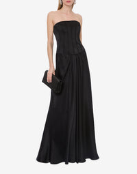 Robe bustier longue en soie mélangée - Black