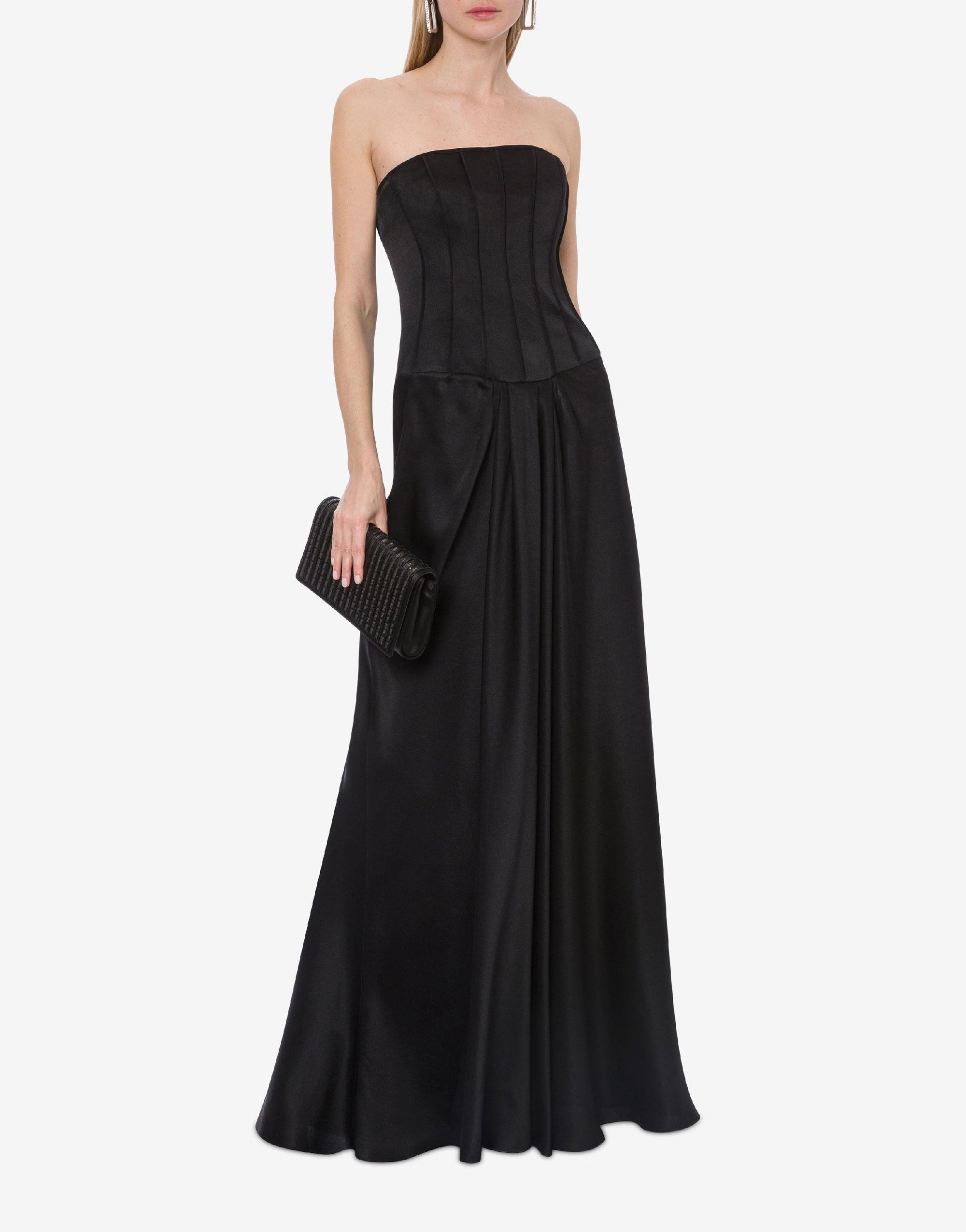 Robe bustier longue en soie mélangée - Black