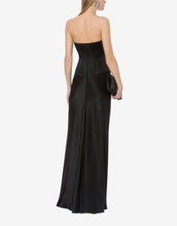 Robe bustier longue en soie mélangée - Black