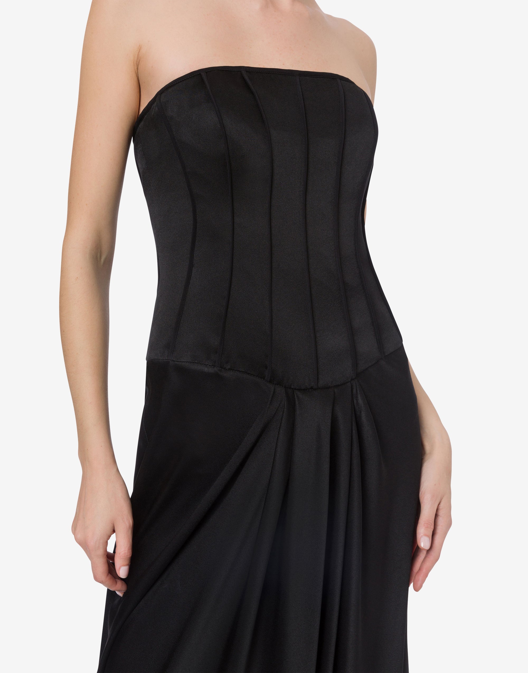 Robe bustier longue en soie mélangée - Black