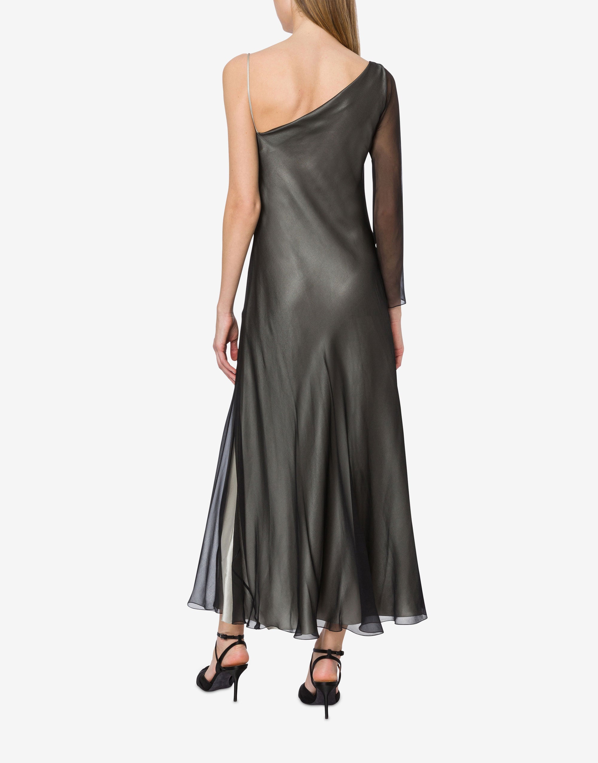 Robe longue à dentelle en soie mélangée - Grey Pearl