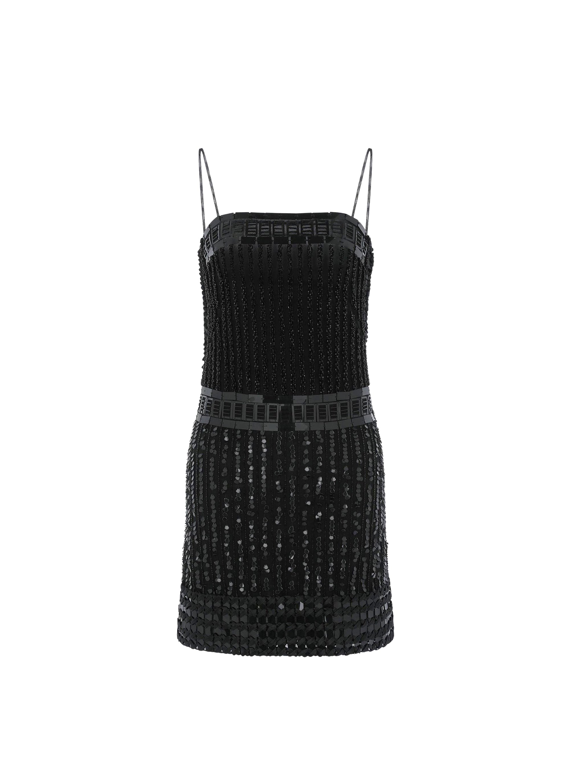 Short dress in tulle with sequins - Black