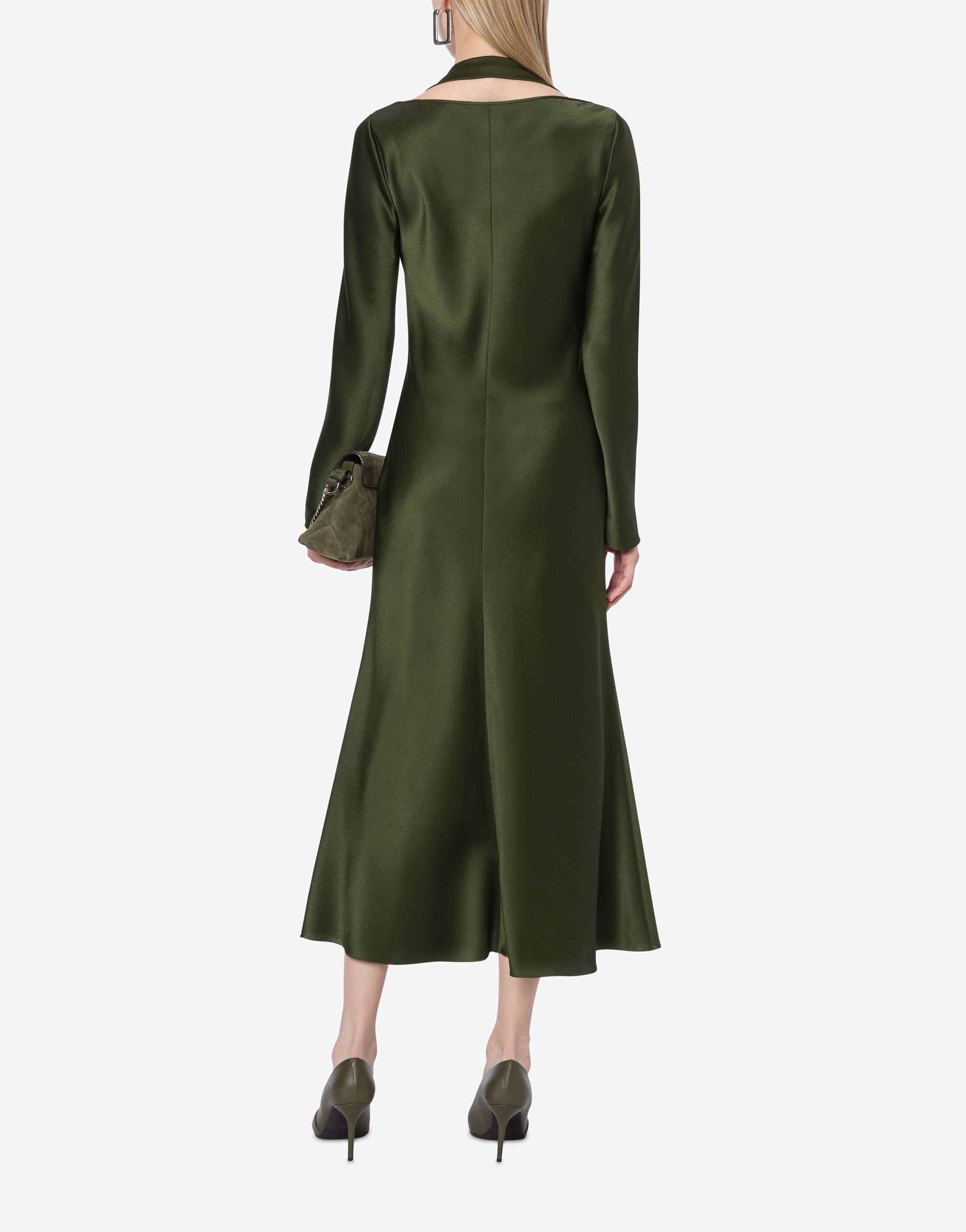 Robe midi en soie mélangée - Forest Green