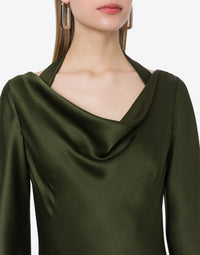 Robe midi en soie mélangée - Forest Green