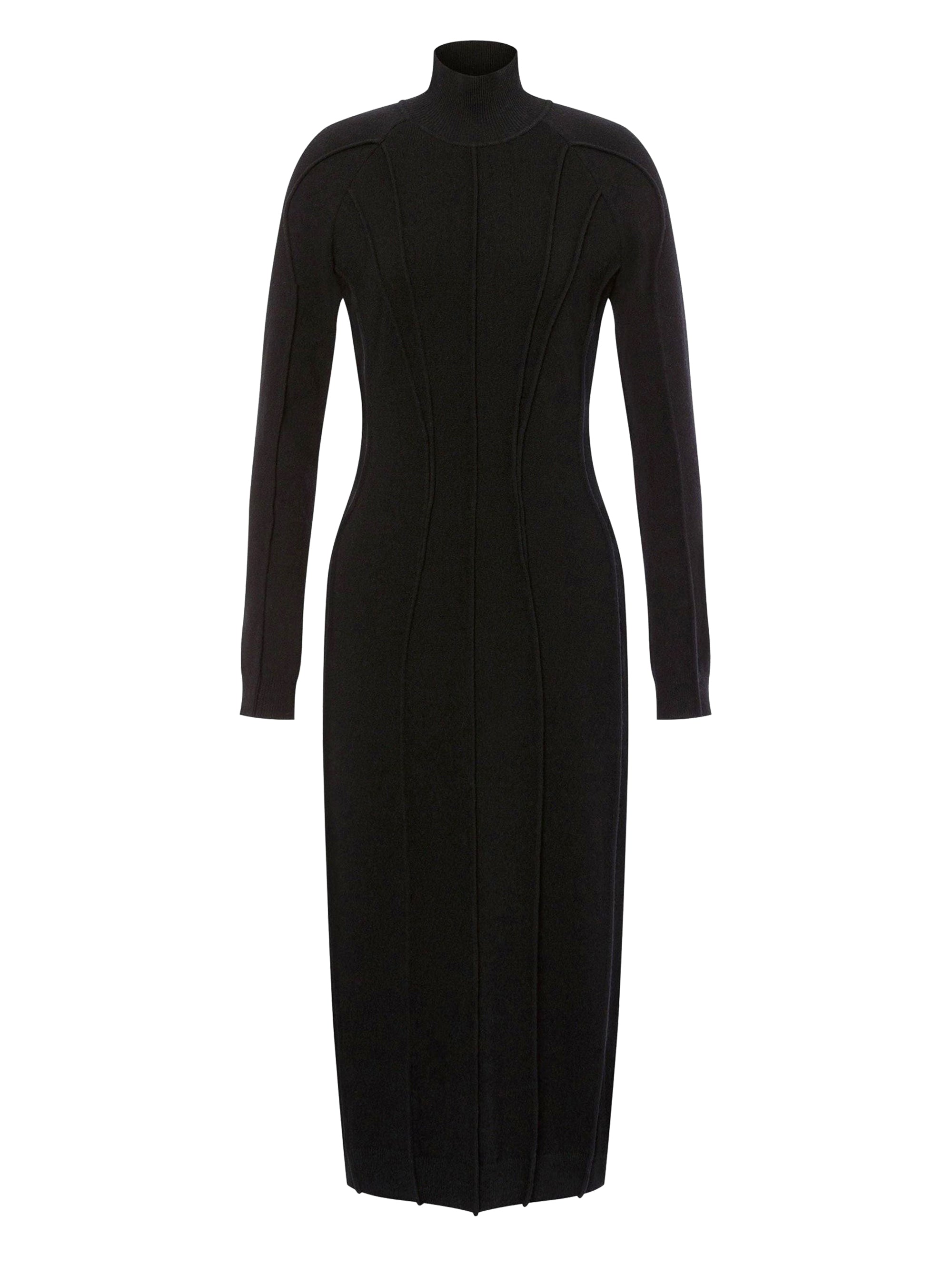 Robe midi en laine et cachemire - Black