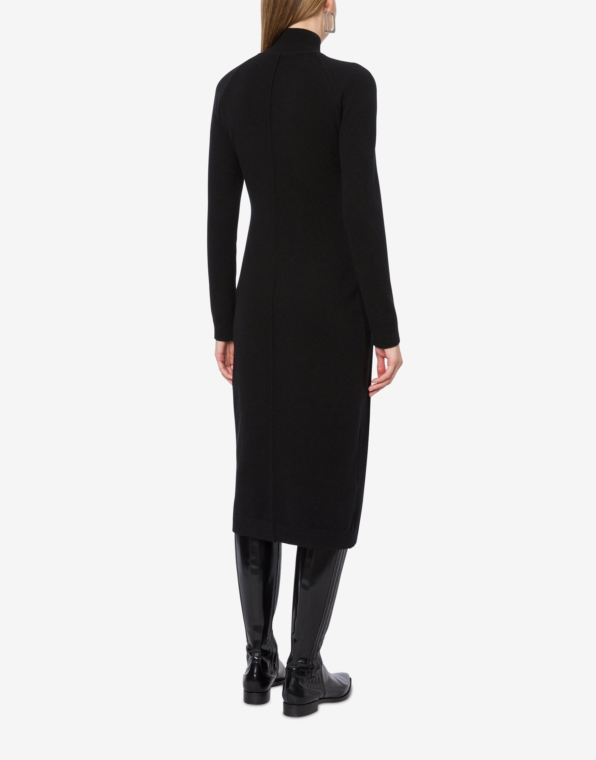 Robe midi en laine et cachemire - Black